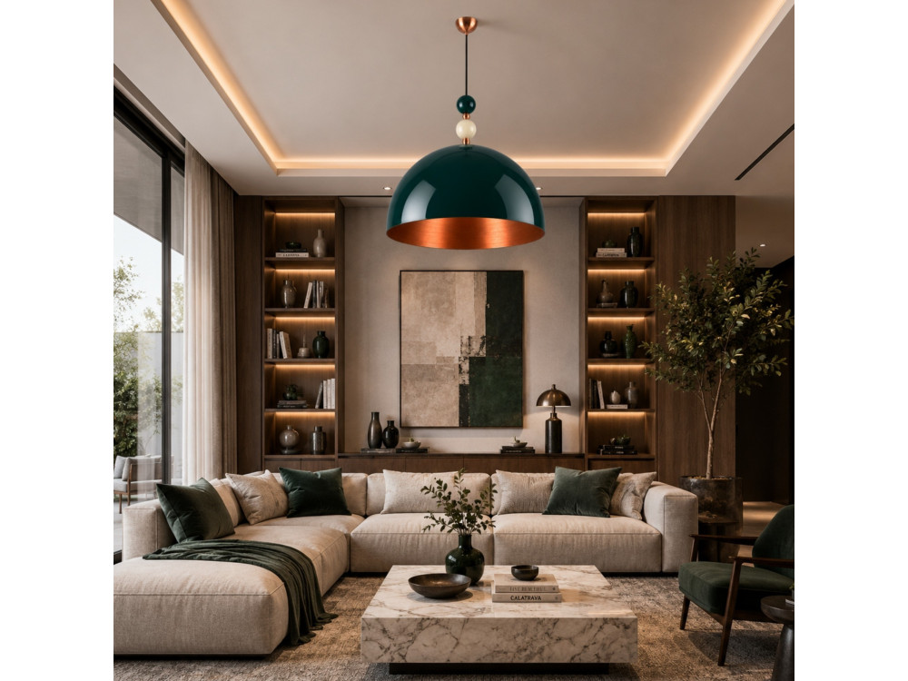 Lampe suspendue en métal "Bubble" - 60 x 60 cm - Vert Foncé