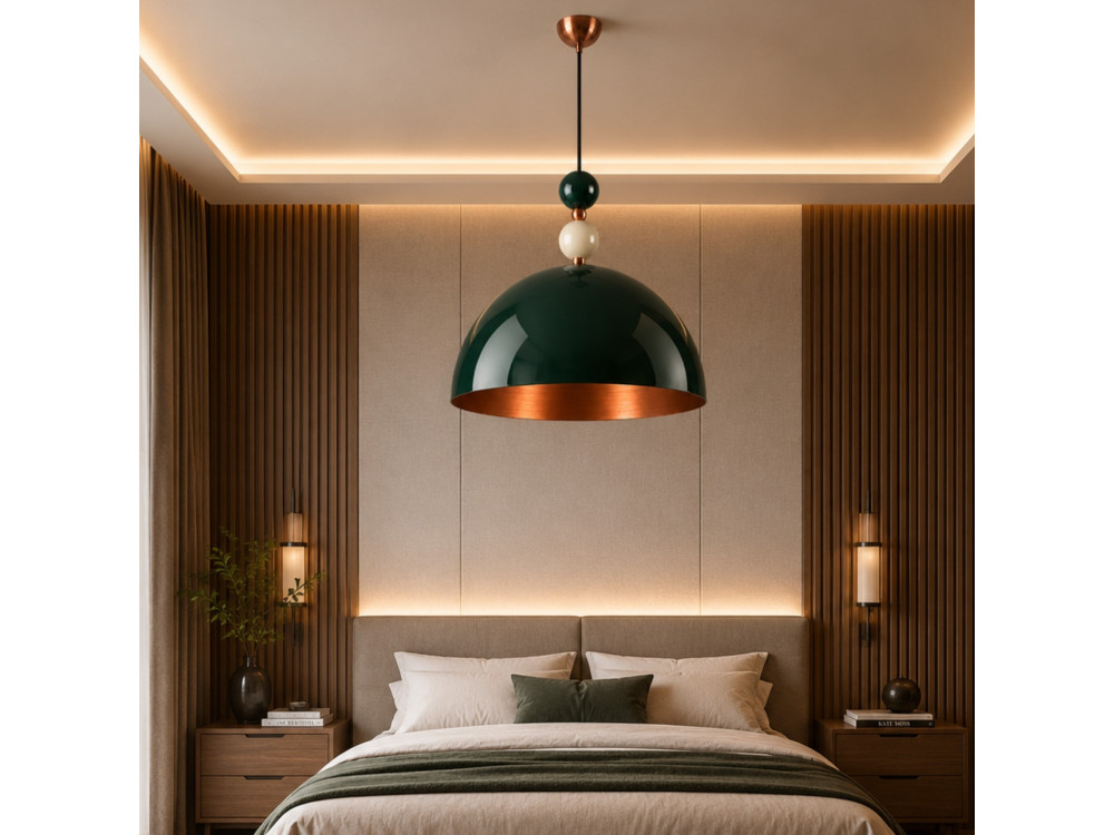 Lampe suspendue en métal "Bubble" - 60 x 60 cm - Vert Foncé