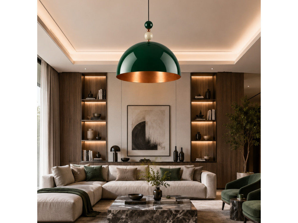 Lampe suspendue en métal "Bubble" - 60 x 60 cm - Vert Foncé
