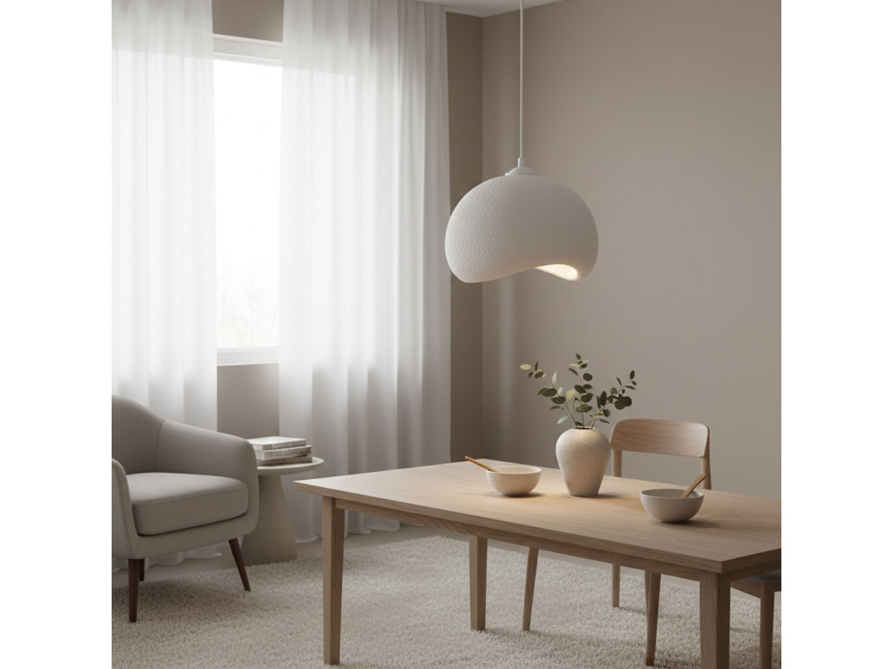 Lampe suspendue en métal "Yontu" - 34 x 29 x 120 cm - Blanc