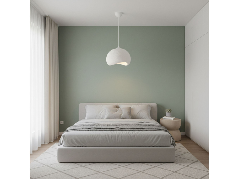 Lampe suspendue en métal "Yontu" - 34 x 29 x 120 cm - Blanc