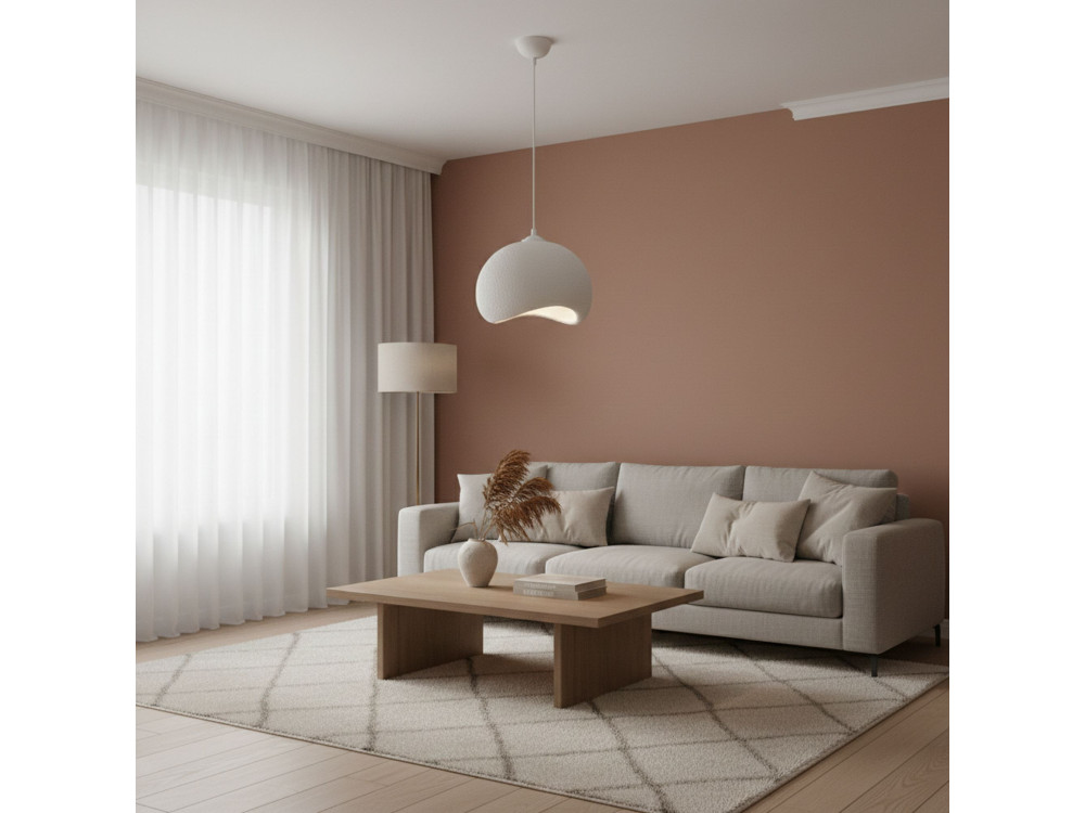 Lampe suspendue en métal "Yontu" - 34 x 29 x 120 cm - Blanc