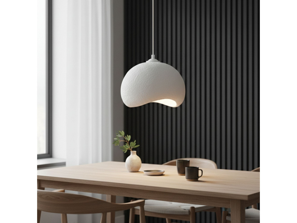 Lampe suspendue en métal "Yontu" - 34 x 29 x 120 cm - Blanc