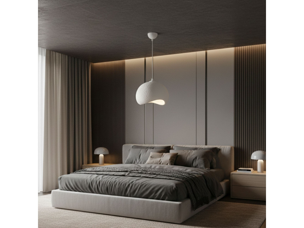Lampe suspendue en métal "Yontu" - 34 x 29 x 120 cm - Blanc