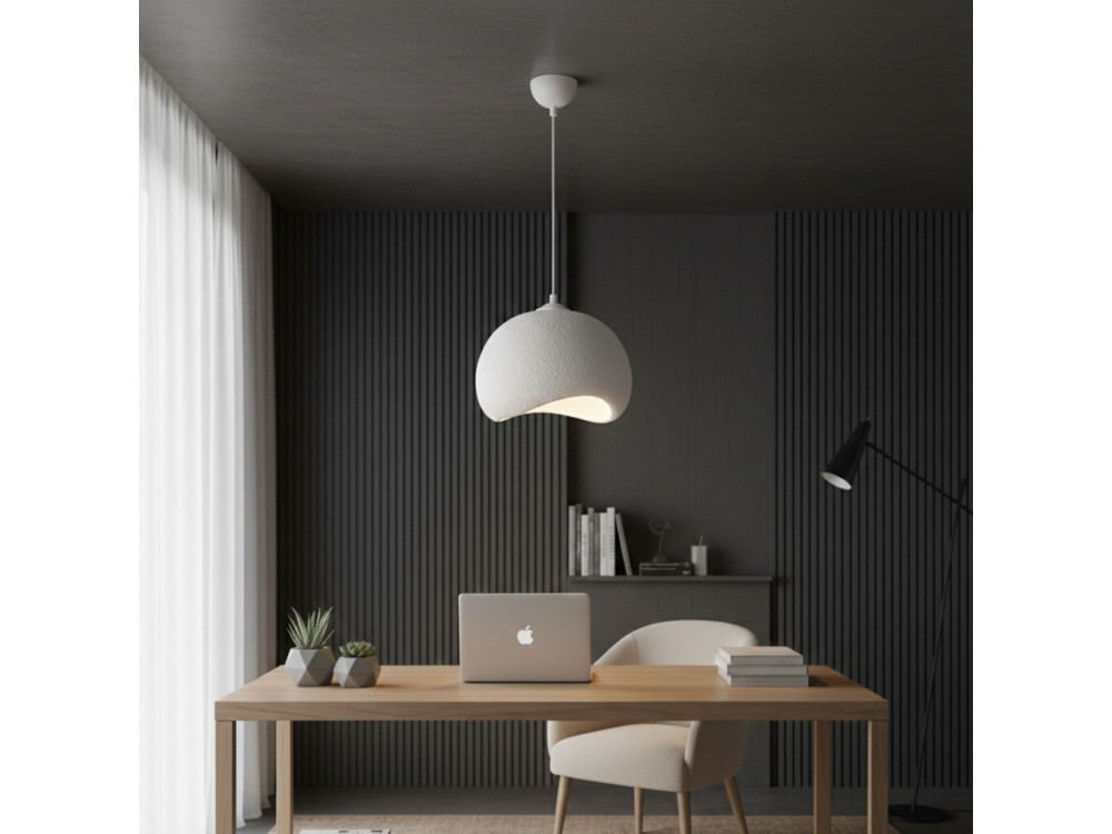 Lampe suspendue en métal "Yontu" - 34 x 29 x 120 cm - Blanc