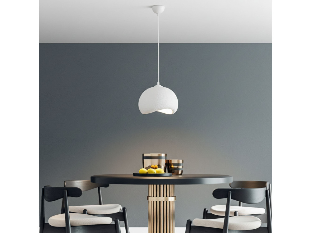 Lampe suspendue en métal "Yontu" - 34 x 29 x 120 cm - Blanc