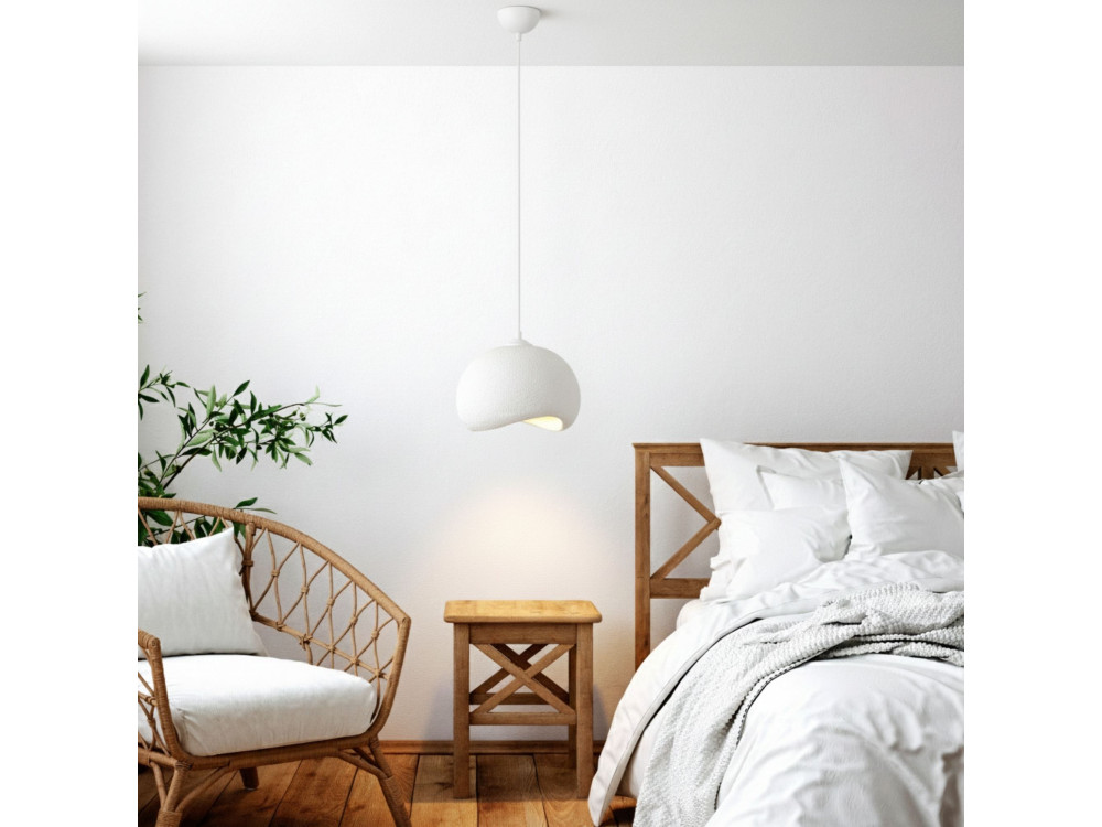 Lampe suspendue en métal "Yontu" - 34 x 29 x 120 cm - Blanc