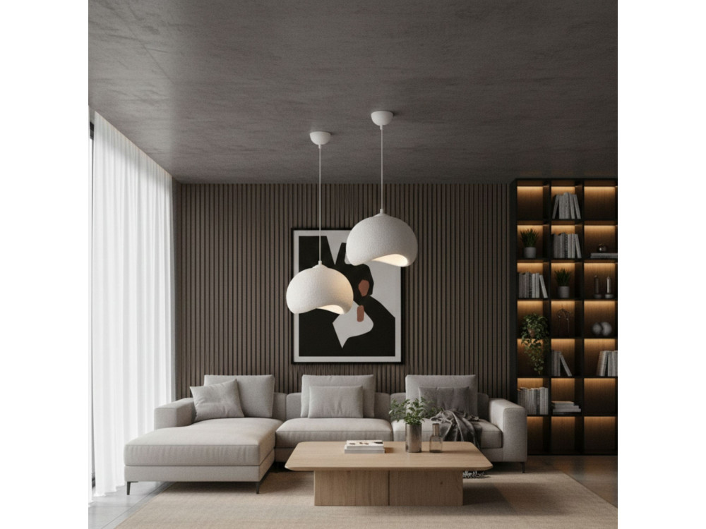 Lampe suspendue en métal "Yontu" - 34 x 29 x 120 cm - Blanc