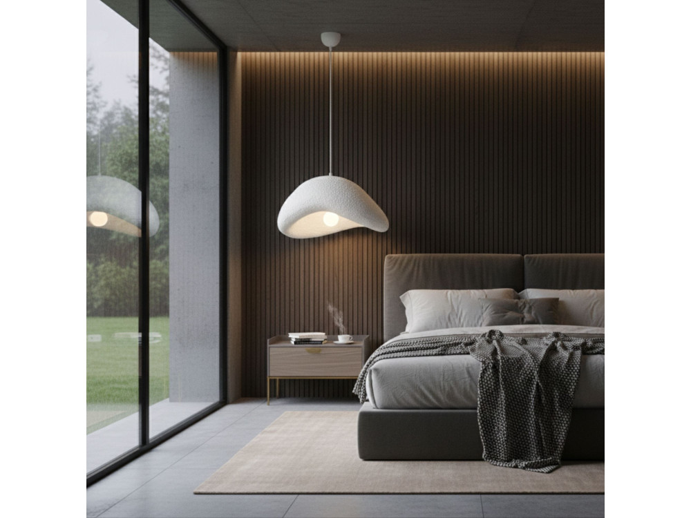 Lampe suspendue en métal "Luna" - 42 x 37 x 120 cm - Blanc
