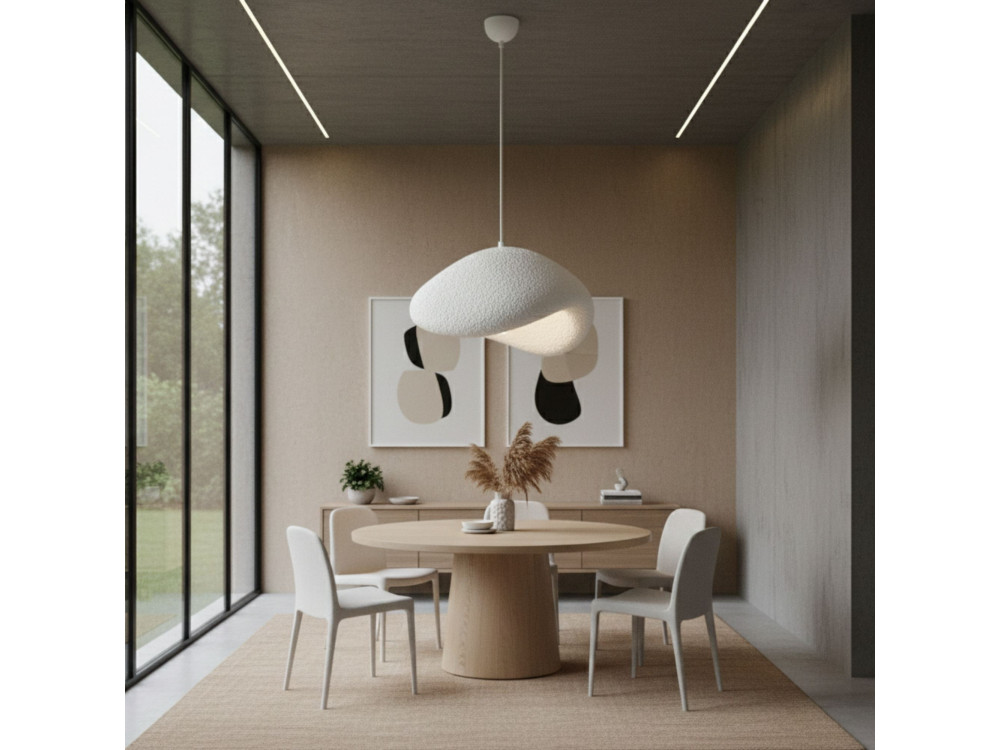Lampe suspendue en métal "Luna" - 42 x 37 x 120 cm - Blanc