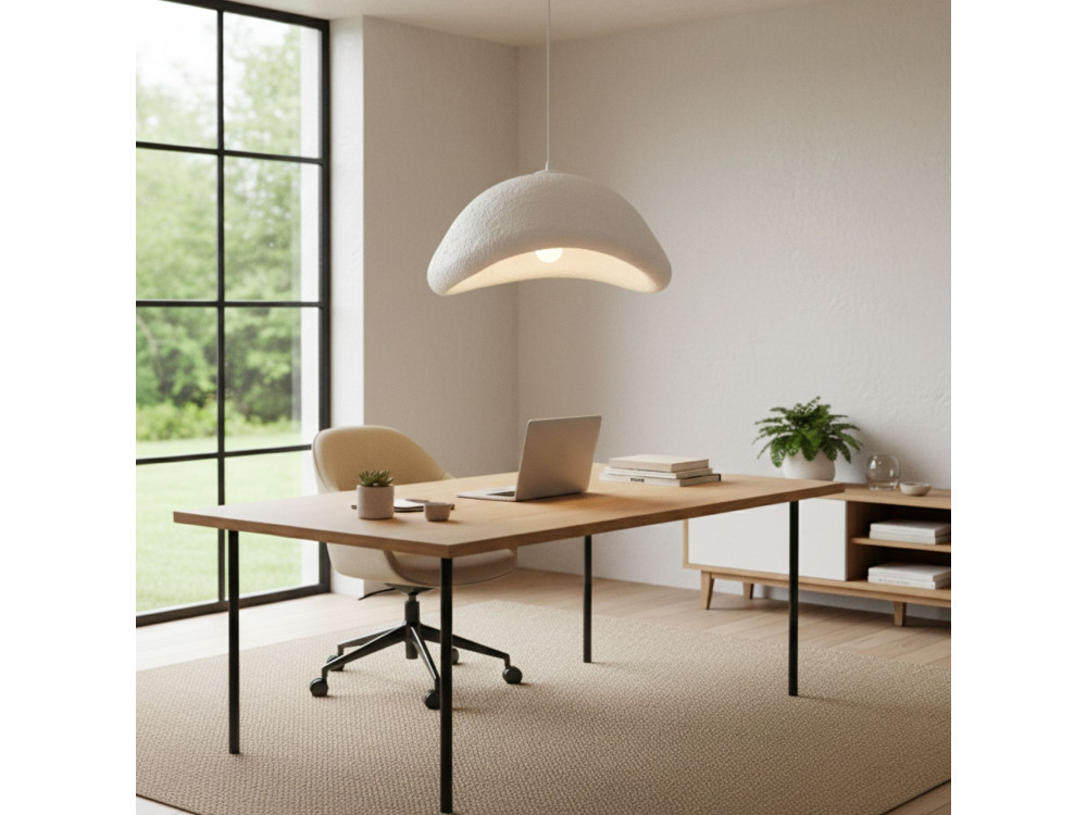 Lampe suspendue en métal "Luna" - 52 x 40 x 120 cm - Blanc