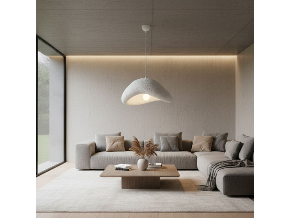 Lampe suspendue en métal "Luna" - 52 x 40 x 120 cm - Blanc