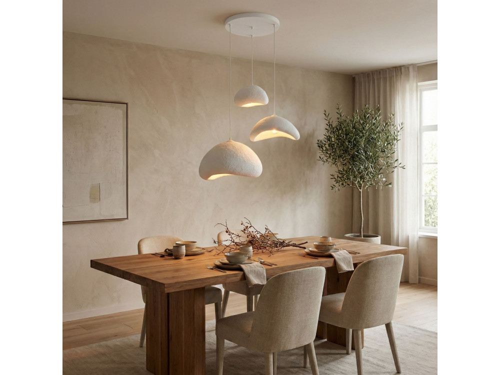Lustre en métal "Luna" - 82 x 50 cm - Blanc
