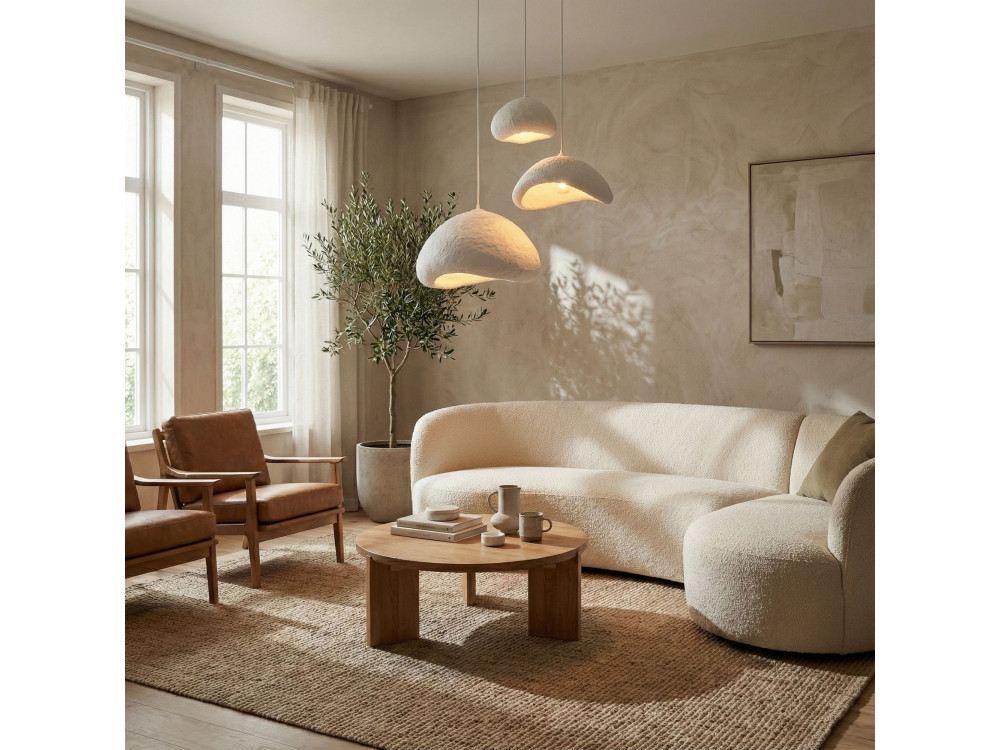 Lustre en métal "Luna" - 82 x 50 cm - Blanc