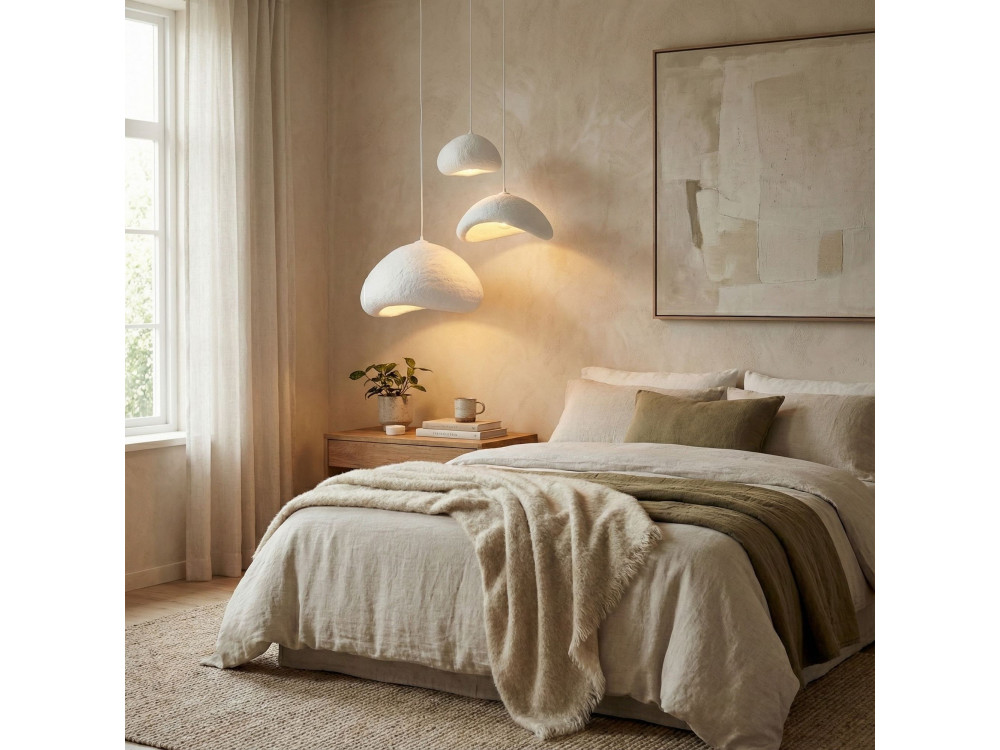 Lustre en métal "Luna" - 82 x 50 cm - Blanc