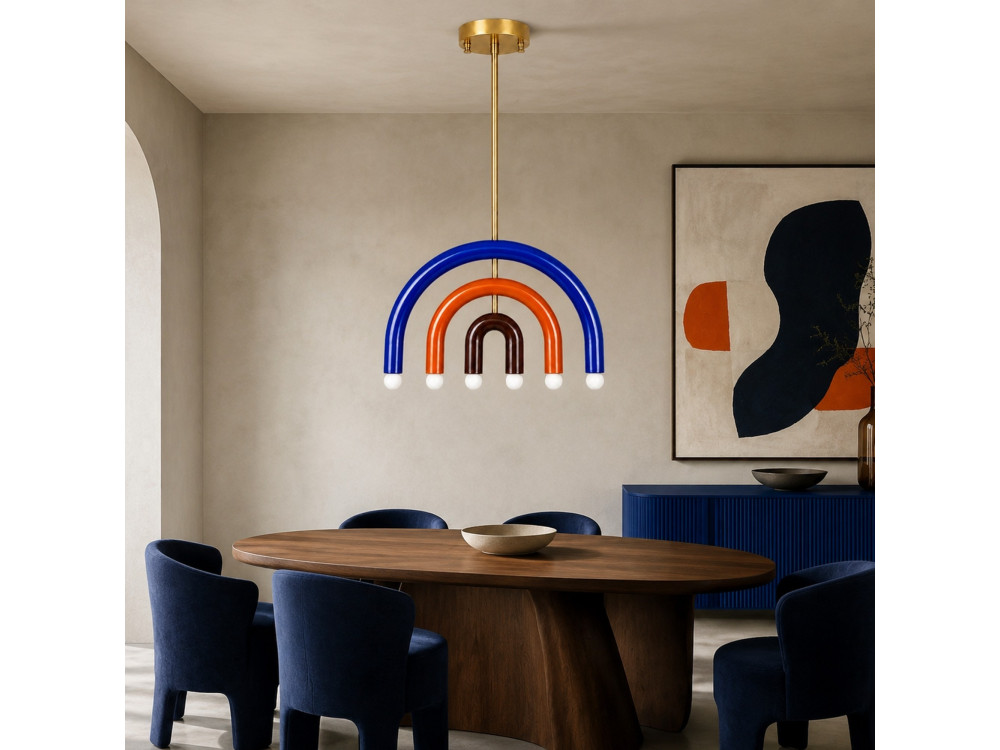 Lustre en métal "Vento" - 50 x 10 cm - Bleu