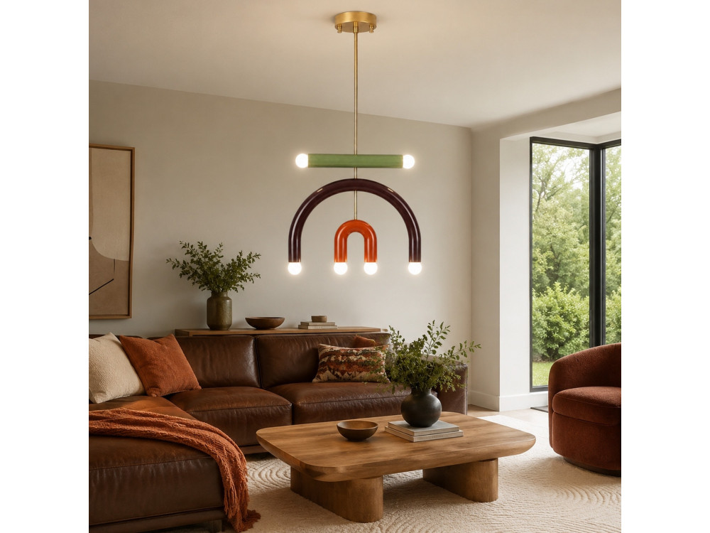 Lustre en métal "Vento" - 50 x 10 cm - Marron