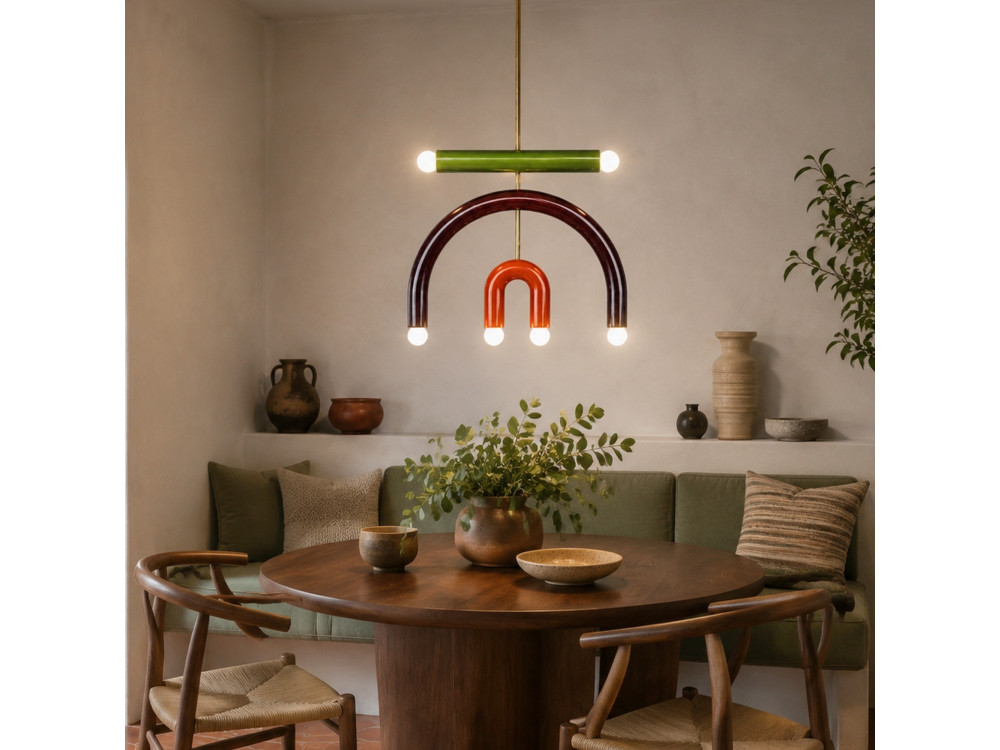 Lustre en métal "Vento" - 50 x 10 cm - Marron