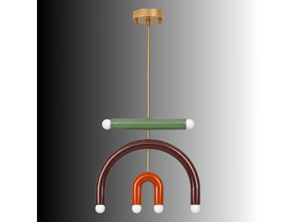 Lustre en métal "Vento" - 50 x 10 cm - Marron