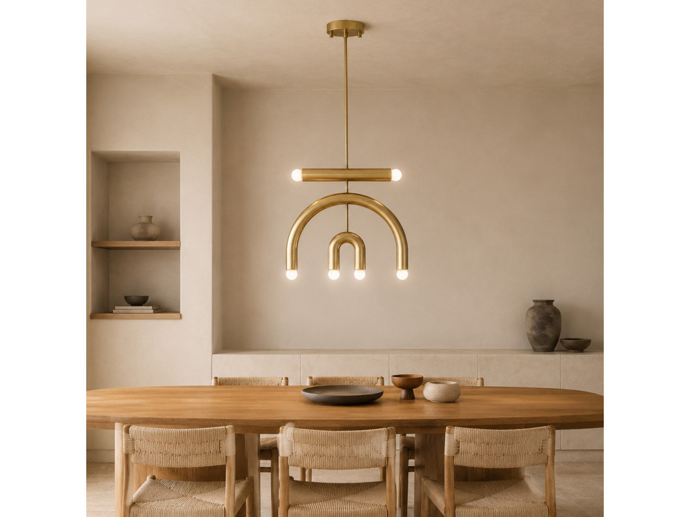 Lustre en métal "Vento" - 50 x 10 cm - Jaune