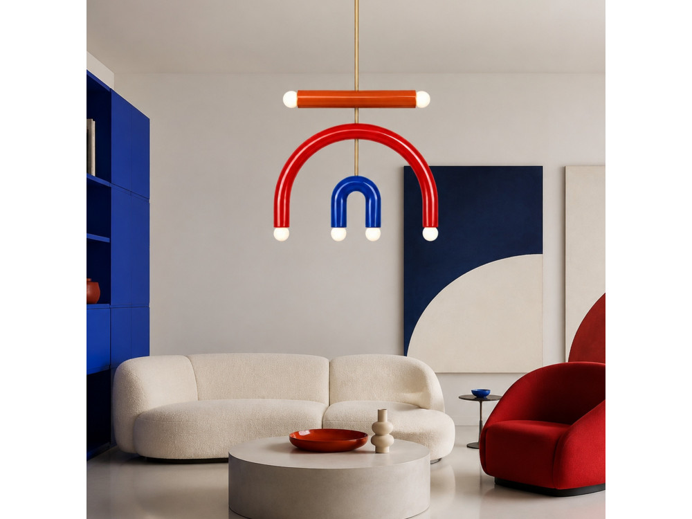Lustre en métal "Vento" - 50 x 10 cm - Rouge
