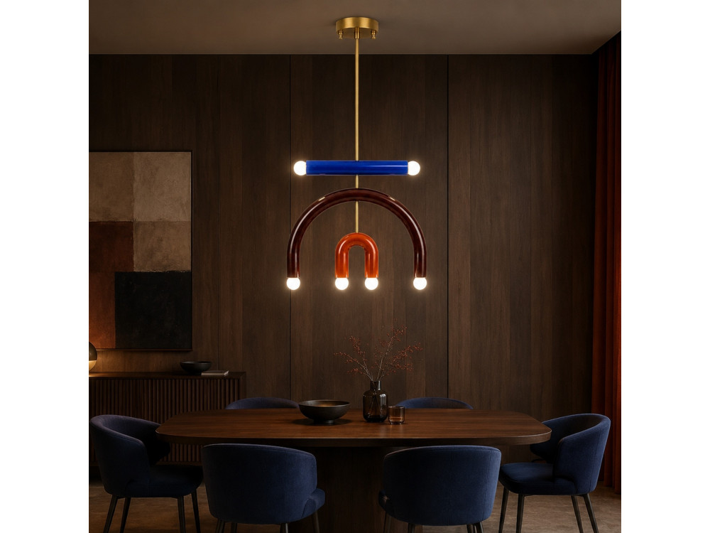 Lustre en métal "Vento" - 50 x 10 cm - Marron