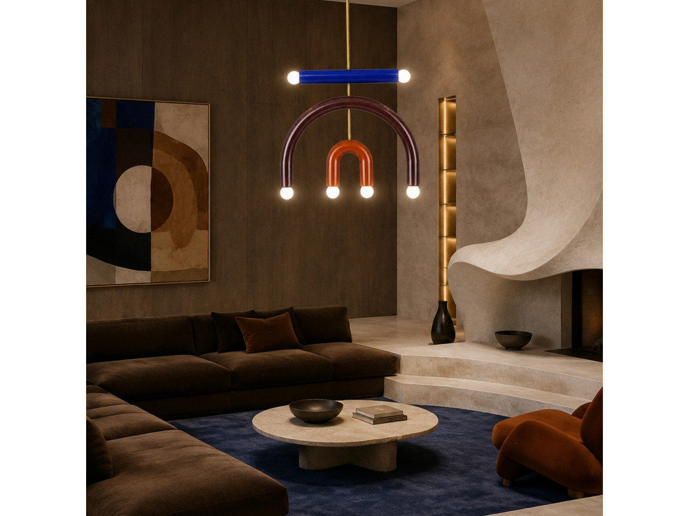 Lustre en métal "Vento" - 50 x 10 cm - Marron