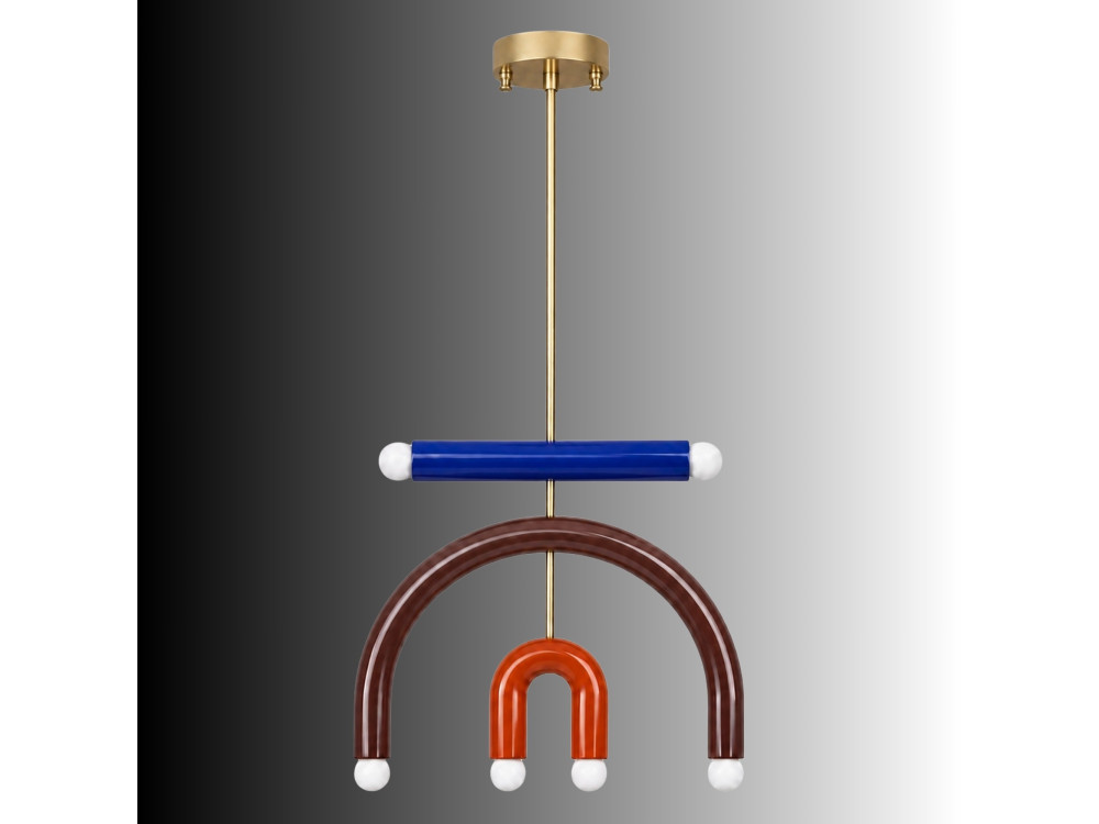 Lustre en métal "Vento" - 50 x 10 cm - Marron