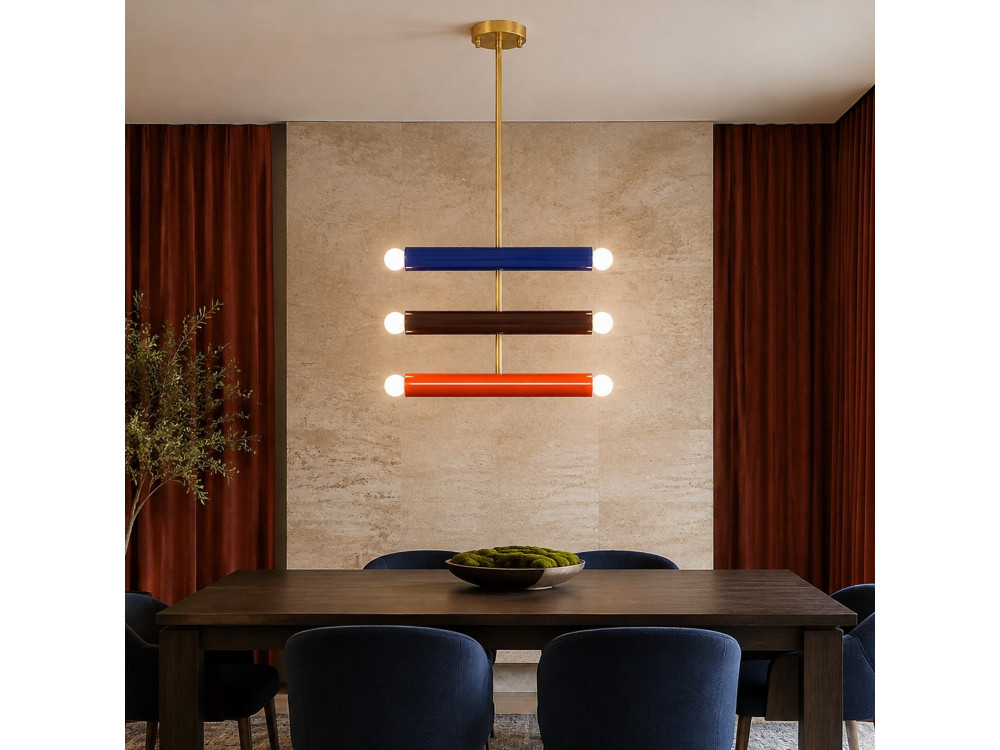 Lustre en métal "Vento" - 35 x 10 cm - Bleu