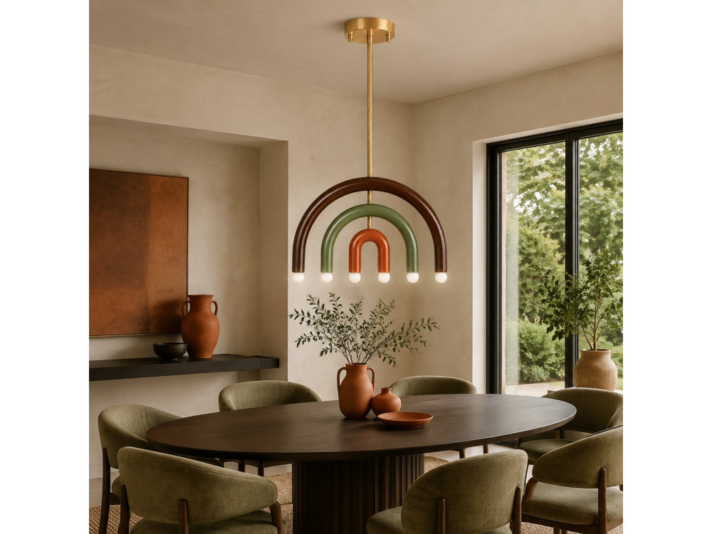 Lustre en métal " Vento " - 50 x 10 cm - Marron