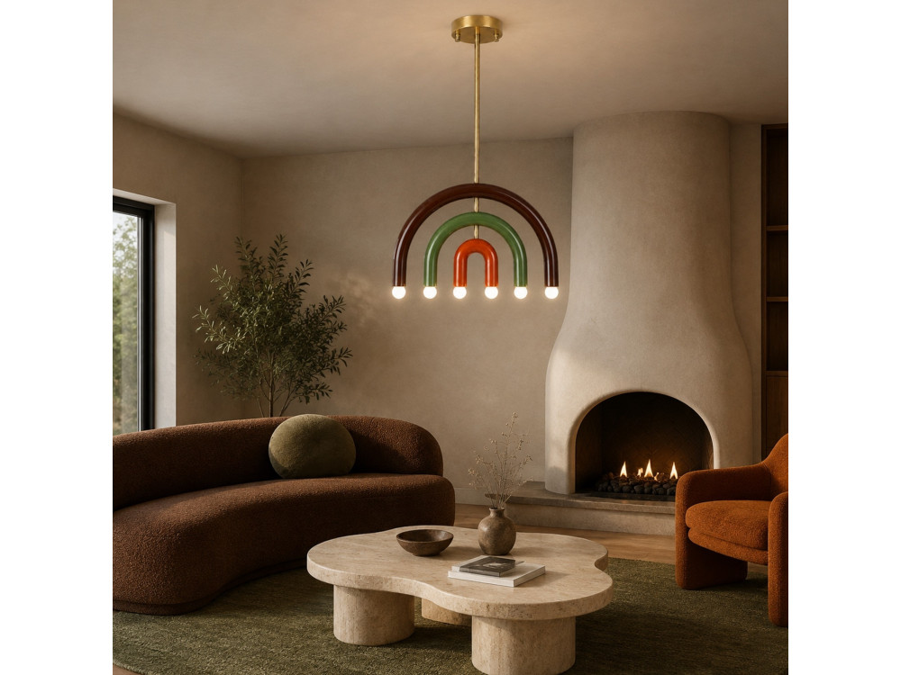 Lustre en métal " Vento " - 50 x 10 cm - Marron