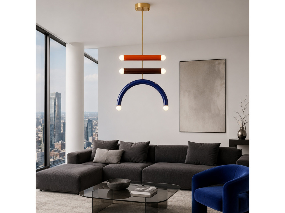 Lustre en métal "Vento" - 50 x 10 cm - Bleu
