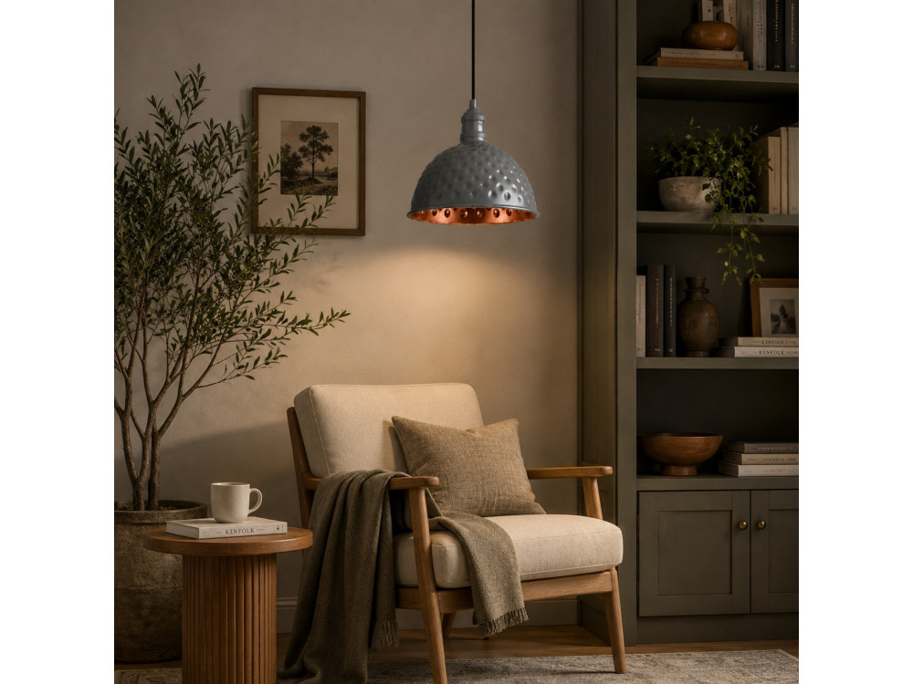 Lampe suspendue en métal "Echo" - 26 x 26 cm - Gris