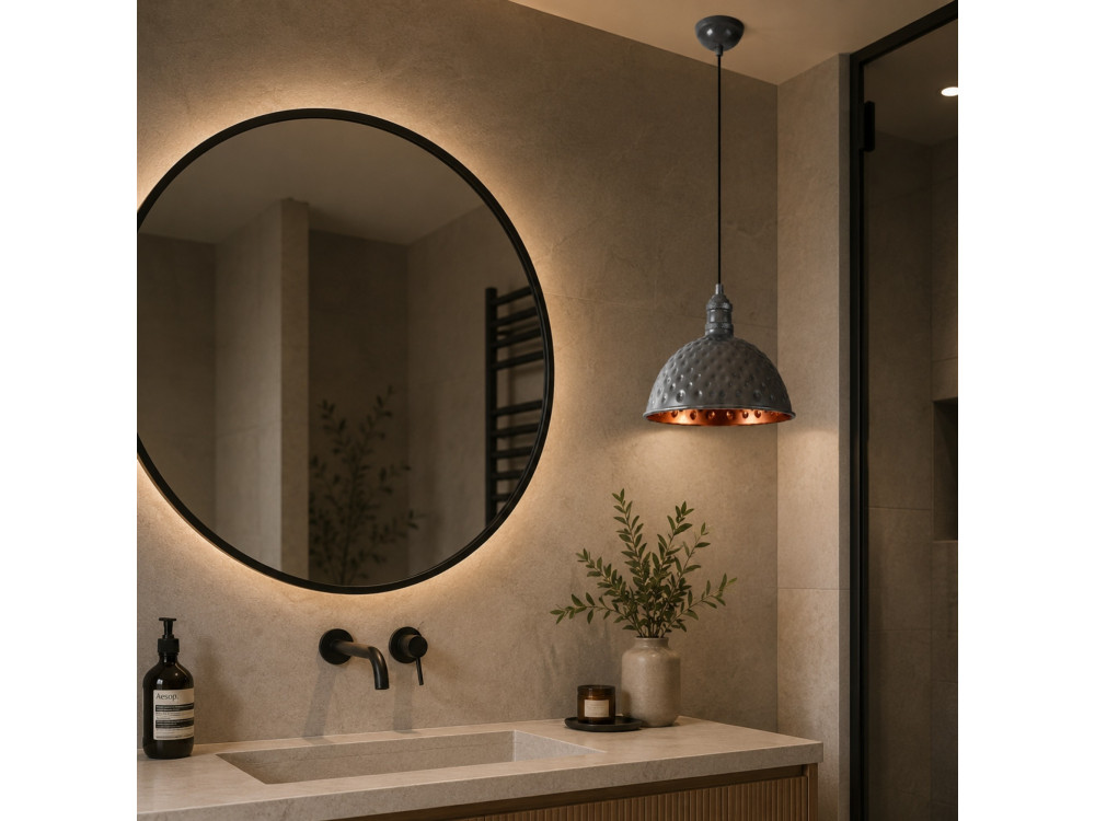 Lampe suspendue en métal "Echo" - 26 x 26 cm - Gris