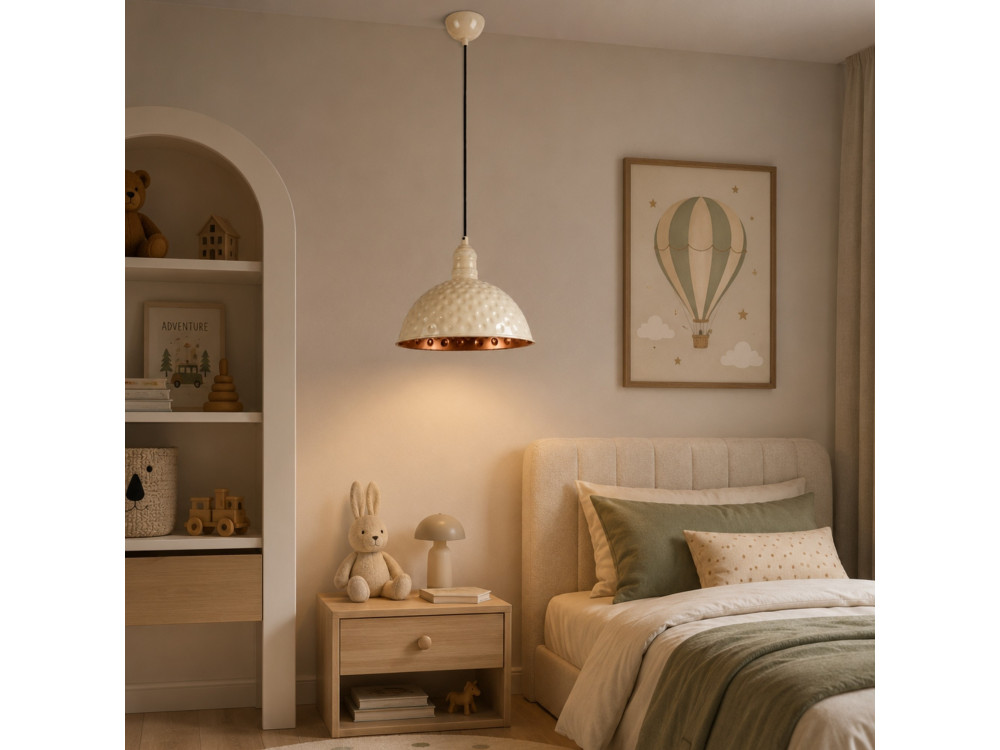 Lampe suspendue en métal "Echo" - 26 x 26 cm - Beige