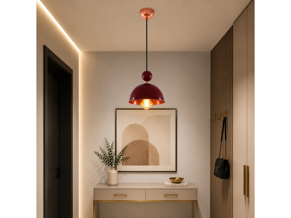 Lampe suspendue en métal "Bubble" - 21 x 21 cm - Bordeaux
