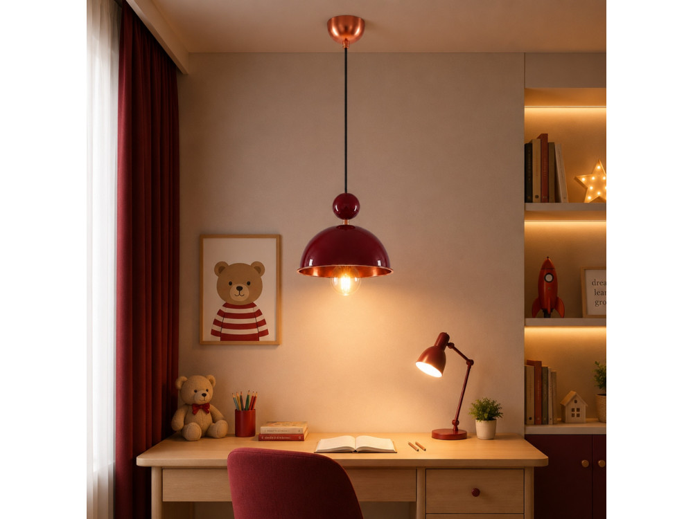 Lampe suspendue en métal "Bubble" - 21 x 21 cm - Bordeaux