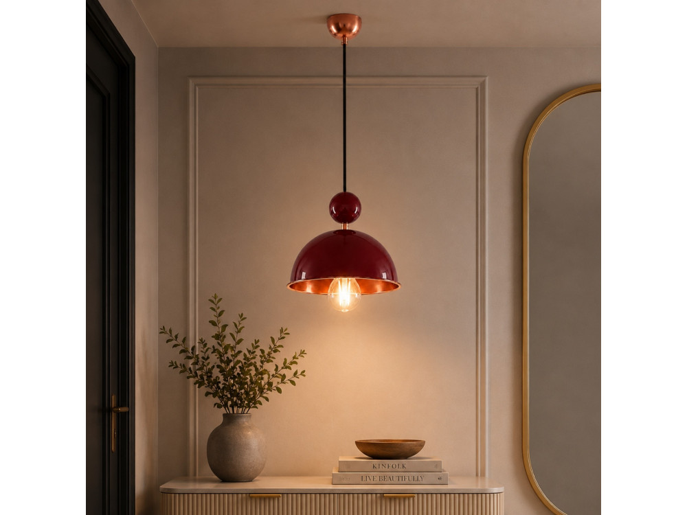 Lampe suspendue en métal "Bubble" - 21 x 21 cm - Bordeaux