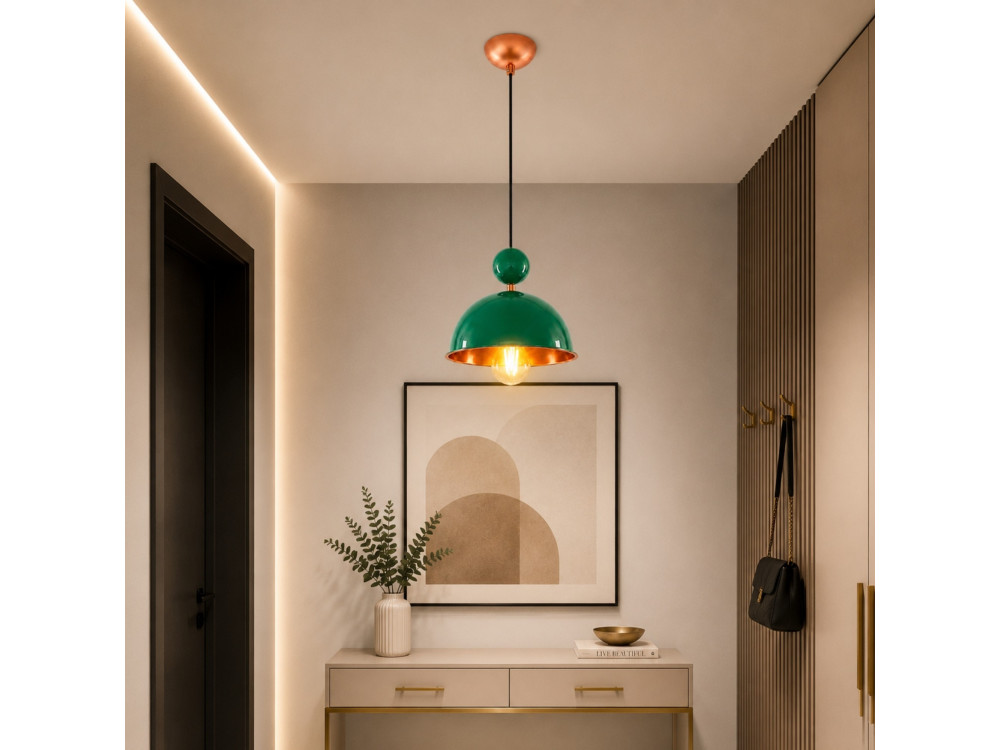 Lampe suspendue en métal "Bubble" - 21 x 21 cm - Vert Clair