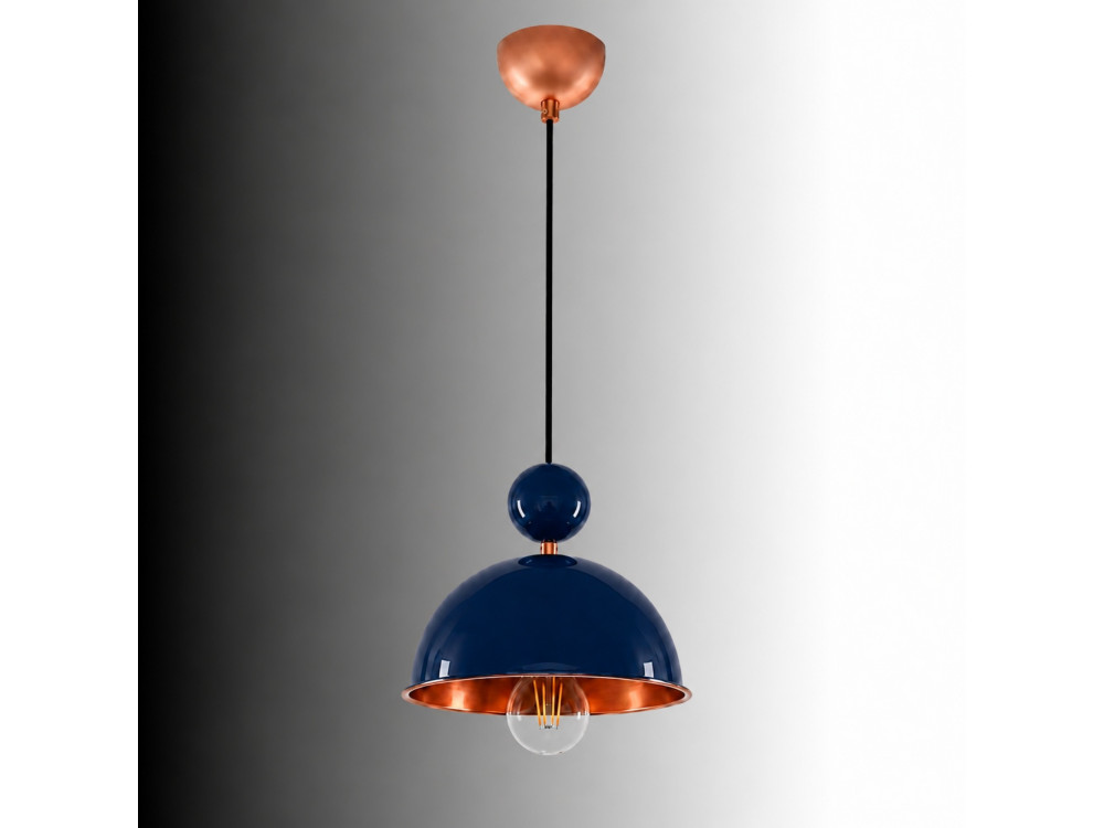 Lampe suspendue en métal "Bubble" - 21 x 21 cm - Bleu Marine