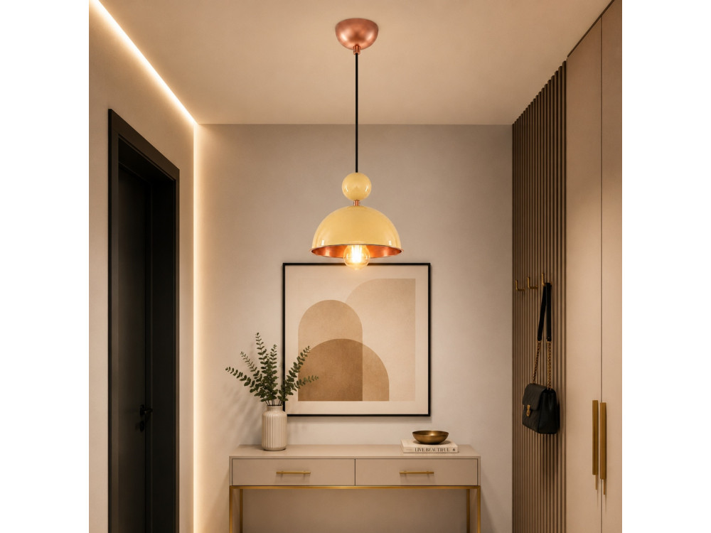 Lampe suspendue en métal "Bubble" - 21 x 21 cm - Jaune