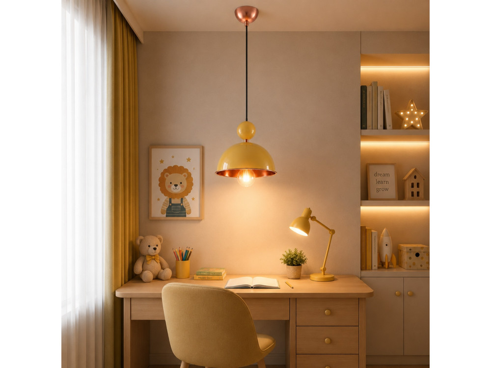Lampe suspendue en métal "Bubble" - 21 x 21 cm - Jaune