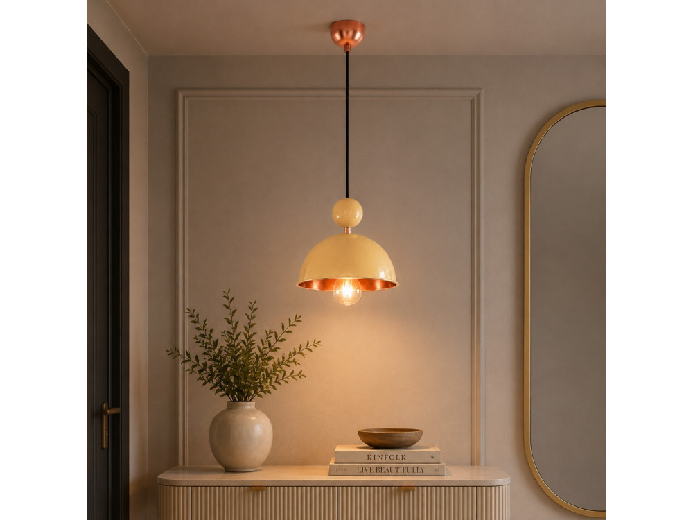 Lampe suspendue en métal "Bubble" - 21 x 21 cm - Jaune