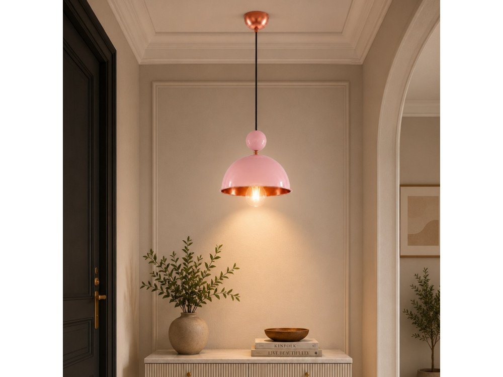 Lampe suspendue en métal "Bubble" - 21 x 21 cm - Rose