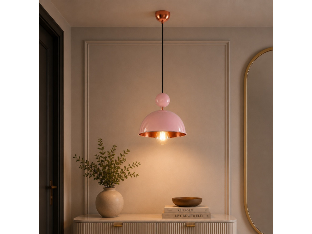 Lampe suspendue en métal "Bubble" - 21 x 21 cm - Rose