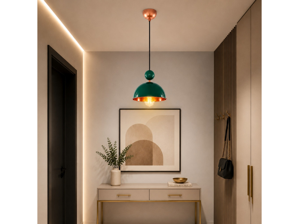 Lampe suspendue en métal "Bubble" - 21 x 21 cm - Vert Foncé
