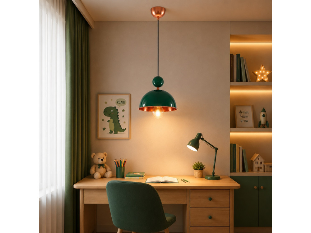 Lampe suspendue en métal "Bubble" - 21 x 21 cm - Vert Foncé