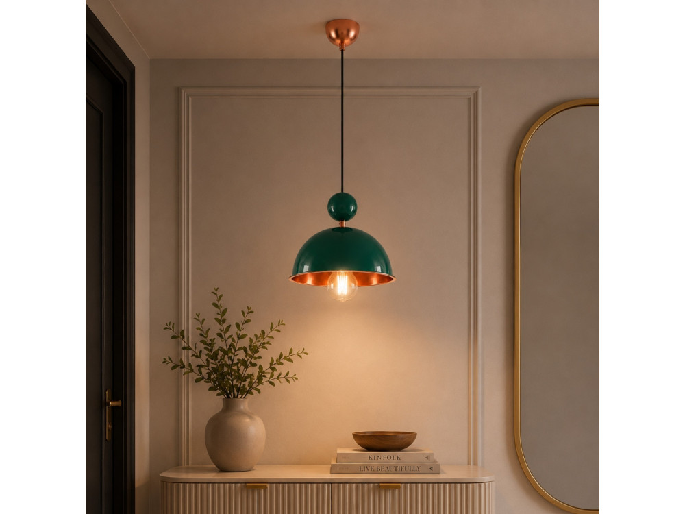 Lampe suspendue en métal "Bubble" - 21 x 21 cm - Vert Foncé