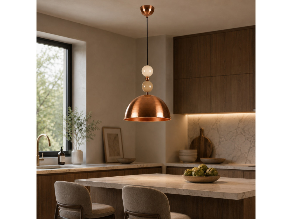 Lampe suspendue en métal "Bubble" - 31 x 31 cm - Cuivre