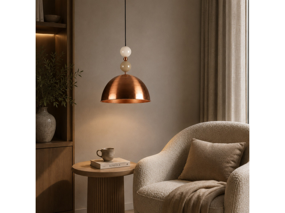Lampe suspendue en métal "Bubble" - 31 x 31 cm - Cuivre